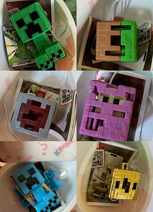 Фигурки kinder joy minecraft майнкрафт (редстоун, крепежник, шалкер, золотой блок, блок травы, земли)