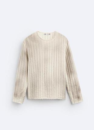 Светр чоловічий zara стильний рваний светр з ефектом забруднення м