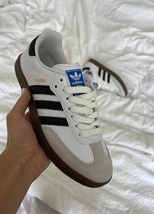 Базовые кроссовки adidas samba white/black, самбы