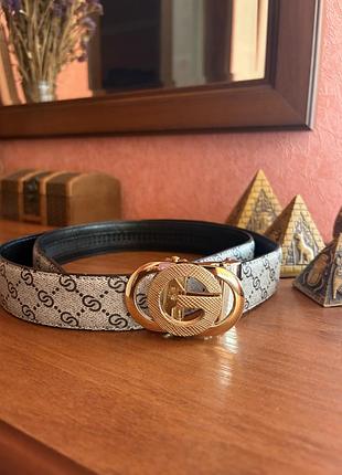 Ремінь gucci 3,5 см шкіряний з золотою пряжкою