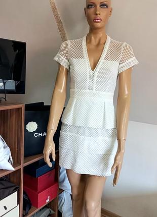 Maje! оригінал! шикарна коротка мережевна сукня спідниця молочного кольору