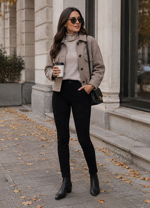 Женские трикотажные узкие чёрные брюки michael  kors