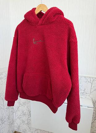 Худи karl kani унисекс, красное, зимнее, s, с утеплением