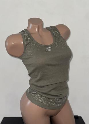 Жіноча майка хакі з блискітками ретро вінтаж вінтажна топ y2k sk8 базова гранж в рубчик