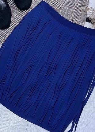 Літня спідниця zara m коротка спідниця з бахромою синя спідниця зара