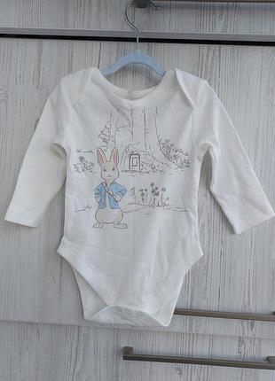 Брендовый боди длинный рукав george peter rabbit для мальчика 3-6м