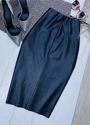 Шкіряна спідниця h&m s чорна міді спідниця олівець спідниця з еко шкіри