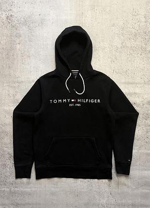 Оригінальна чоловіча чорна худі tommy hilfiger big logo в ідеальному стані розмір m