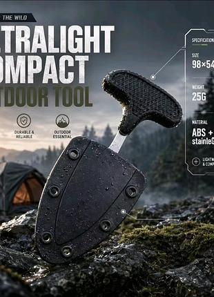Тичковий ніж edc міні кишеньковий туристичний з чохлом, ультракомпактний ніж push dagger зі сталі 3cr13 для виживання (98х54 мм, 25г)