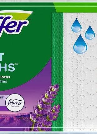 Вологі серветки для швабри swiffer wet cloths febreze lavender, 12 шт, для ламінату, плитки та дерев’яної підлоги