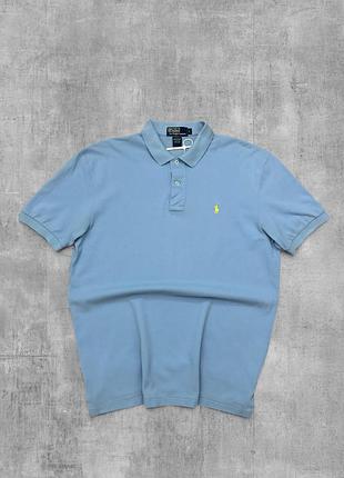 Поло polo ralph lauren оригінал блакитне футболка теніска ральф лорен з жовтим логотипом