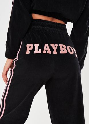 Велюрові штани чорні широкі playboy missguided лого попі juicy couture play boy плейбой