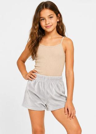 Шорти дитячі для дівчинки велюр сірого кольору р.116 214978k