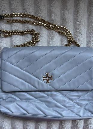 Сумка tory burch нежно-голубая, натуральная кожа, оригинал