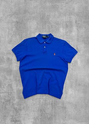 Поло polo ralph lauren оригінал синє футболка теніска ральф лорен з помаранчевим логотипом