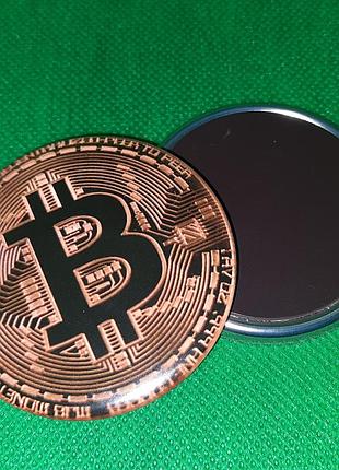 Круглий магніт віртуальної монети биткоин bitcoin