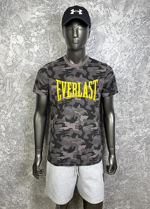 Everlast футболка m размер спортивная камуфляж серая с принтом