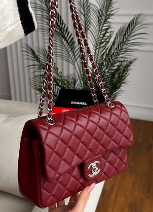 Сумка жіноча шкіра червона classic double flap bag 2