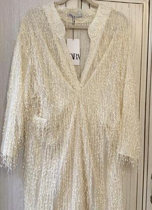 Платье женское сарафан нарядное вечернее с бахромой zara mango papaya h&m bershka pull&bear asos oh polly gepur one by one stradivarius