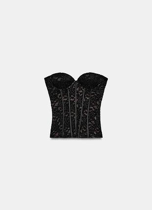 Корсет мереживний  чорний zara