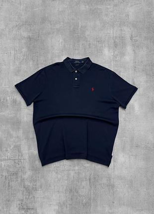 Поло polo ralph lauren оригінал темно-синє футболка теніска ральф лорен з червоним логотипом