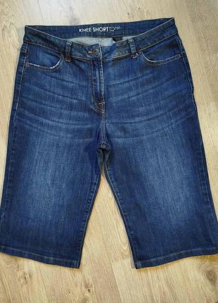 Шорти-бермуди жіночі next xl середньої довжини класичні сині з ефектом потертості
