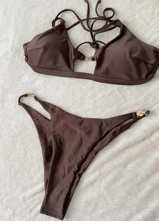 Купальник раздельный коричный шоколад бургунди женский oysho calzedonia tezenis zara mango h&m stradivarius