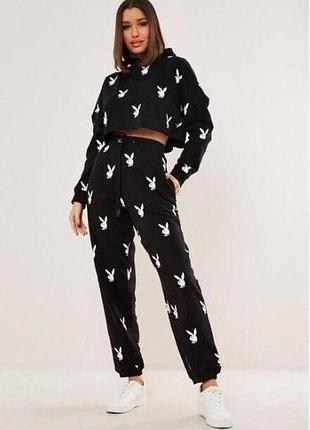 Missguided x playboy (s-xl) joggers pants женские спортивные штаны