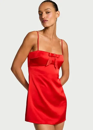 Платье-комбинация twinkle bow satin mini slip dress victoria's secret оригинал