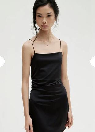 🖤 чорна трикотажна сукня міні на бретелях з драпуванням h&m divided, розмір m