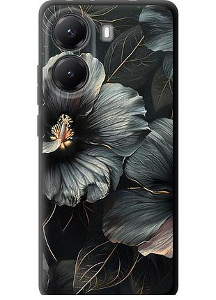 Чехол tpu на телефон xiaomi poco x7 pro черные цветы "6031b-3907-58250"