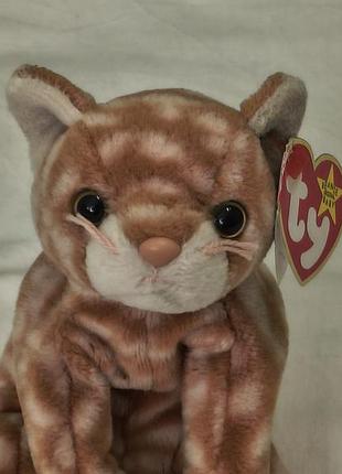 Vintage ty beanie baby 1999 amber - винтажная новая плюшевая игрушка - котенок янтарь