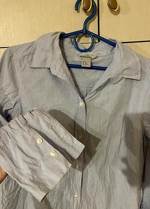 Сорочка блуза  тонка натуральна котон 100% класична базова на ґудзиках h&m 40/12