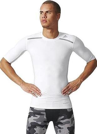 Adidas (s-xl)techfit compression climacool компрессионная футболка белая термо