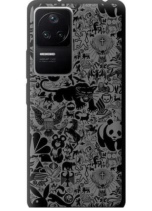 Чохол tpu на телефон xiaomi redmi k40s чорно-сірий стікер бомбінг "2432b-2582-58250"