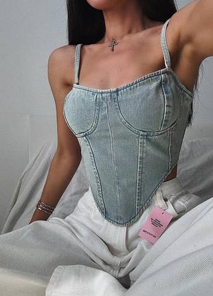 Топ вінтаж корсетний зіп асиметричний з чашками plt prettylittlething