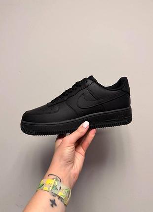 Уцінка кросівки унісекс nike air force 1 classic premium black (матова шкіра)