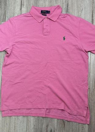 Рожеве поло polo ralph lauren (custom fit), розмір xl — 100% бавовна піке
