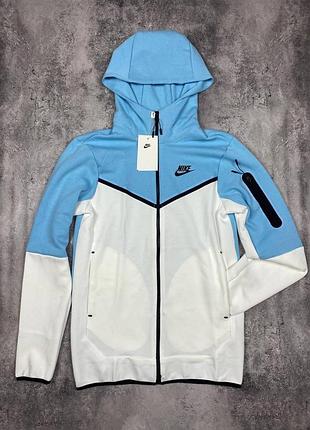 Кофта nike tech fleece бело - голубая s