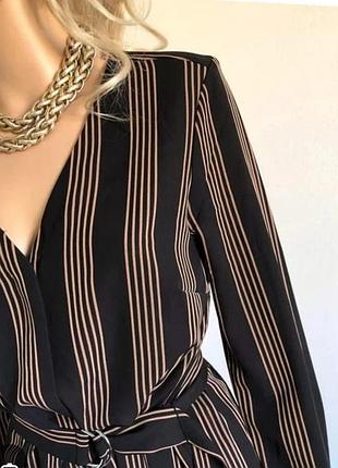 Сукня рубашка чорна з коричневими полосами від h&m