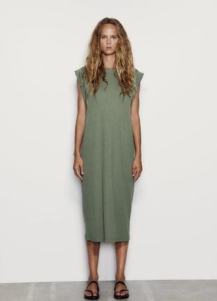 Сукня міді  хакі zara розмір l