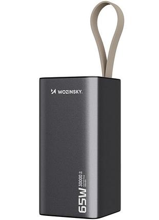 Повербанк wozinsky k65+ 30000 mah 65w pd qc usb-a 2xusb type-c gray