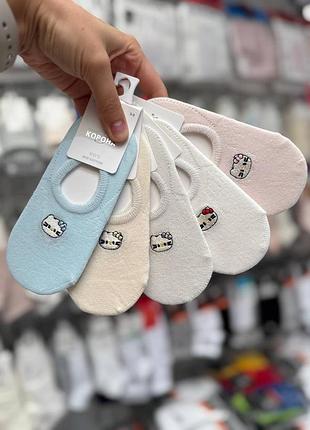 Набір 3 пари дитячі сліди слідки шкарпетки носки hello kitty у пастельних відтінках