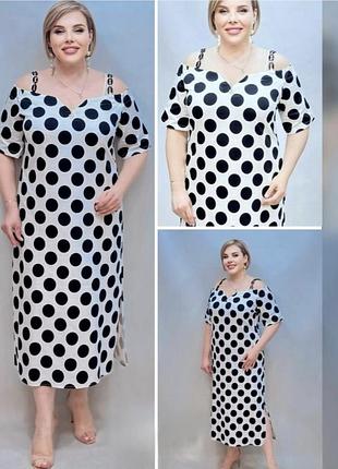 Очаровательное в горох с карманами платье 👗 большого размера