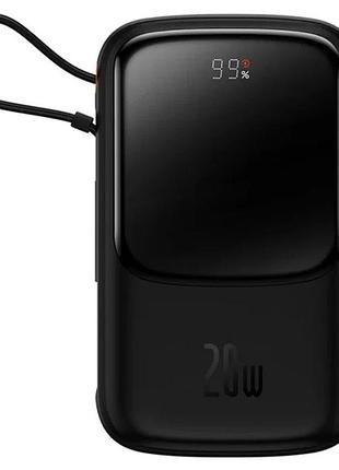 Повербанк baseus qpow pro 10000 mah 20w li-pol встроенный кабель black (ppqd020001)