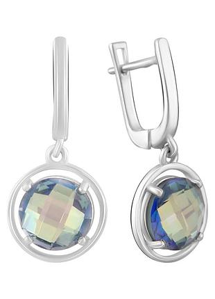 Серебряные серьги proba с мистик топазом 12.855ct (2122005)