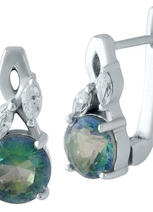 Срібні сережки proba з містик топазом 2.422ct, фіанітами (1963920)