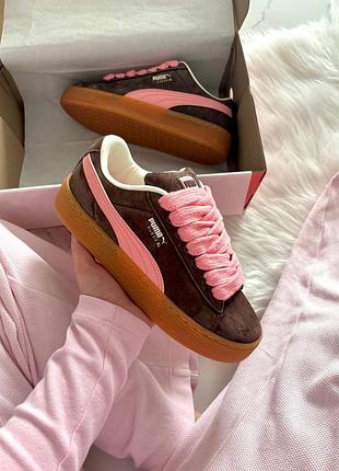 Кросівки легкі зручні puma suede xl brown pink