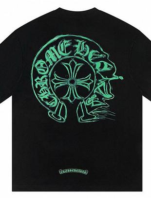 Футболка chrome hearts logo унісекс хром хартс з хрестами чорна