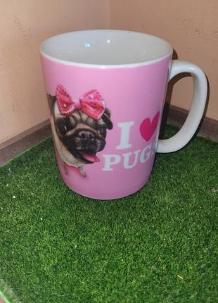 Велика рожева чашка з мопсом «pug story» century house (британія)